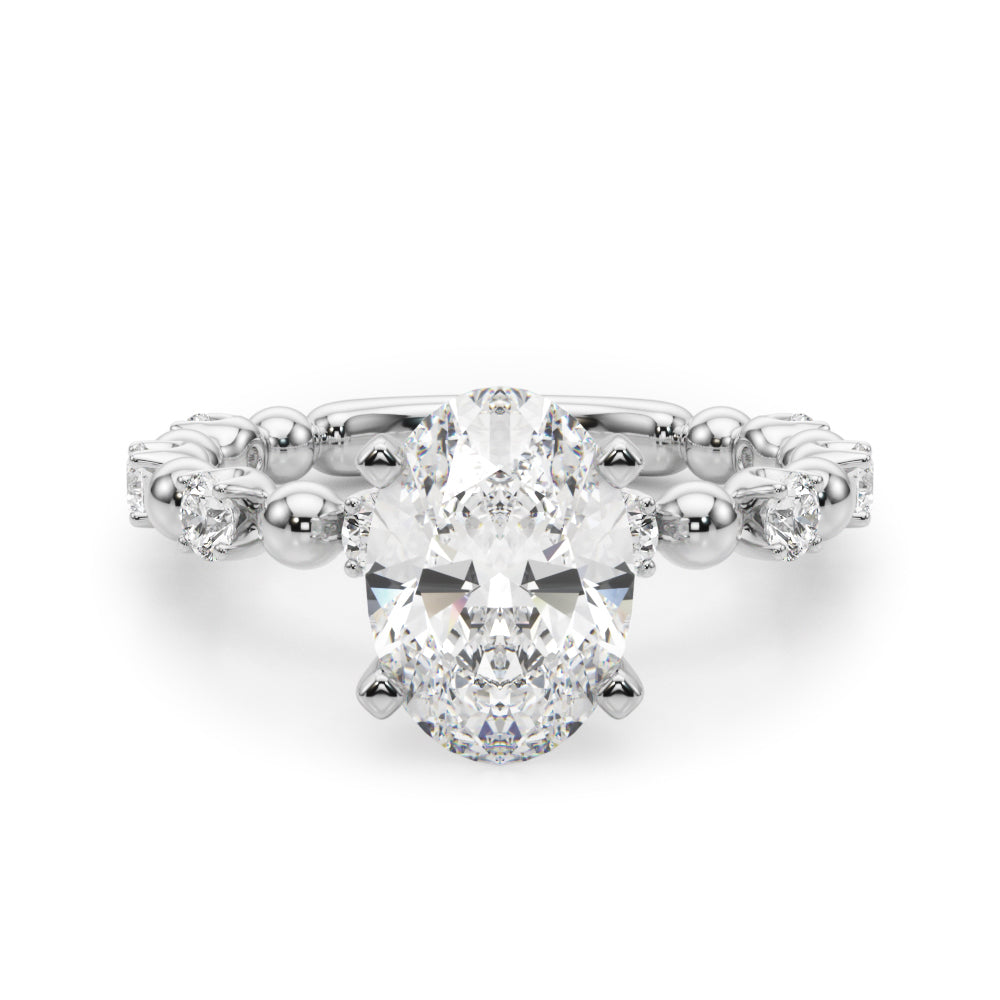 Eternal Sidestone Round Diamond Engagement Ring in 10K/14K gold and platinum with certified lab-grown or natural diamonds