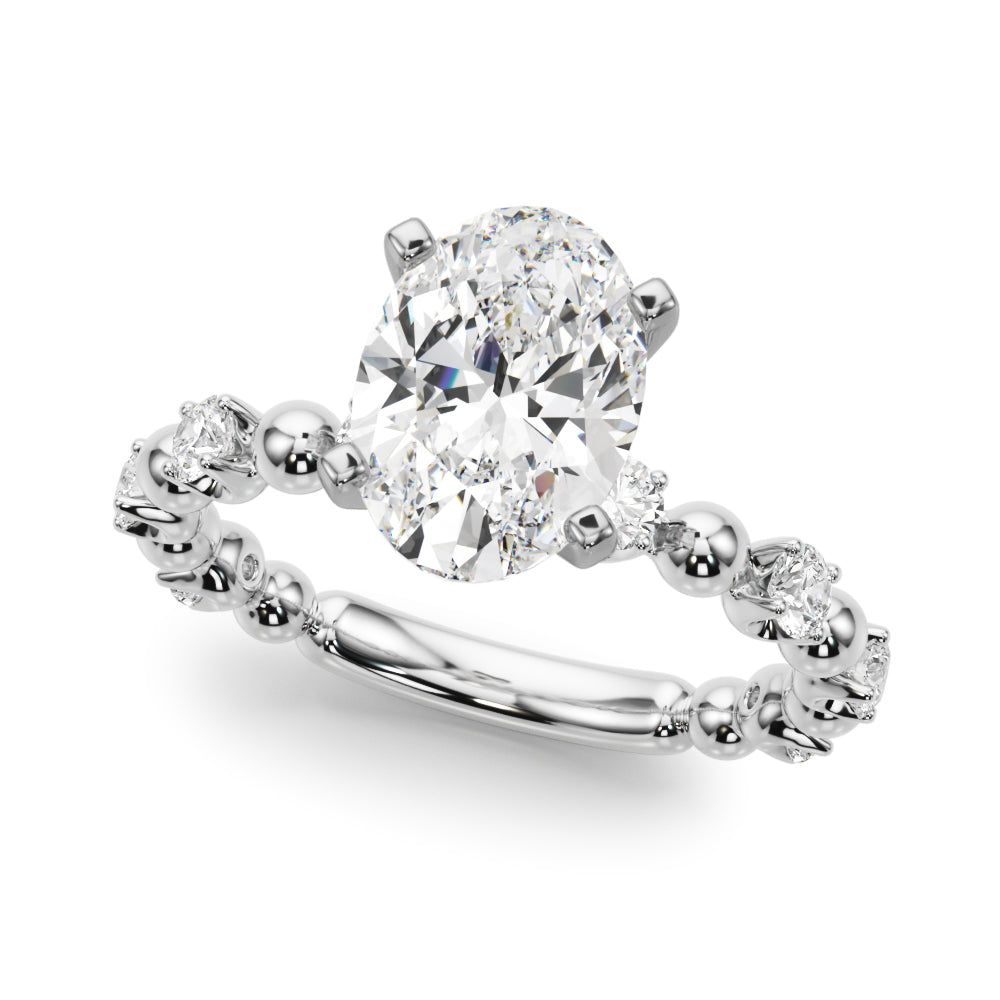 Eternal Sidestone Round Diamond Engagement Ring in 10K/14K gold and platinum with certified lab-grown or natural diamonds
