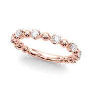 Alternating Bead & Diamond Half Eternity Ring in Gold & Platinum