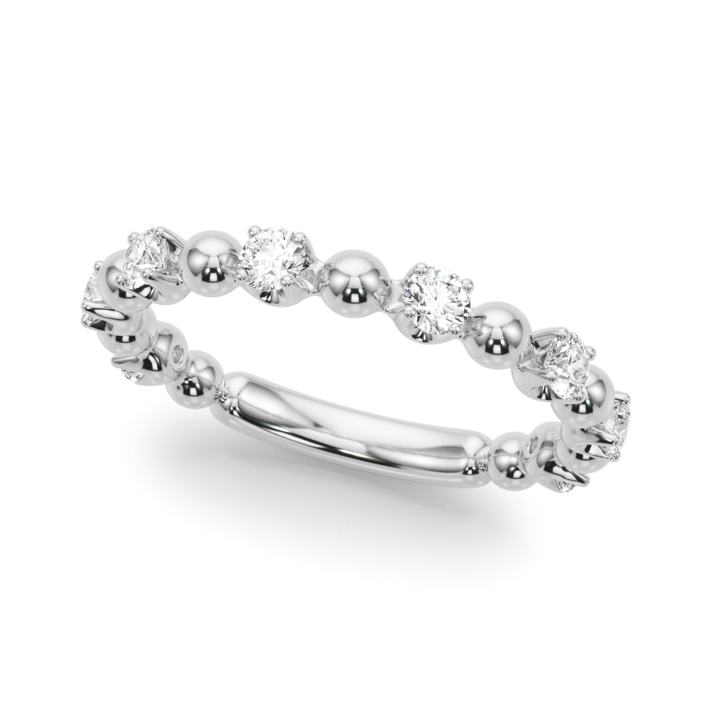 Alternating Bead & Diamond Half Eternity Ring in Gold & Platinum