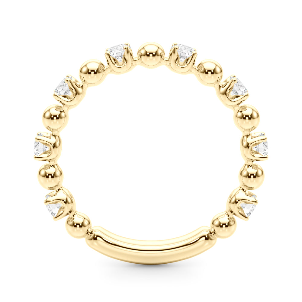 Alternating Bead & Diamond Half Eternity Ring in Gold & Platinum