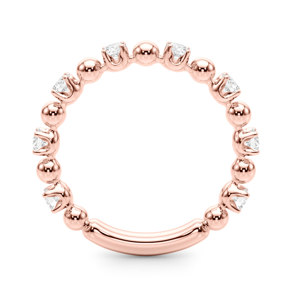 Alternating Bead & Diamond Half Eternity Ring in Gold & Platinum