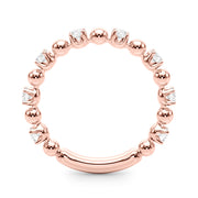 Alternating Bead & Diamond Half Eternity Ring in Gold & Platinum