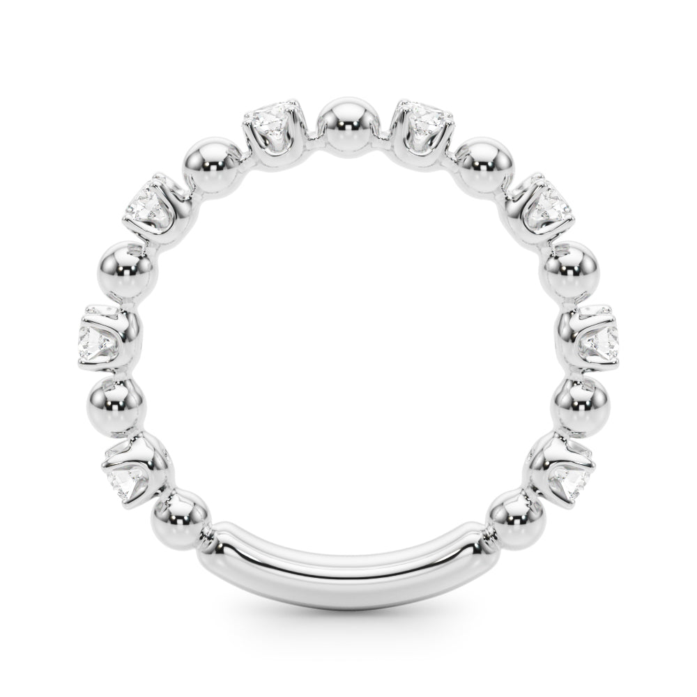 Alternating Bead & Diamond Half Eternity Ring in Gold & Platinum
