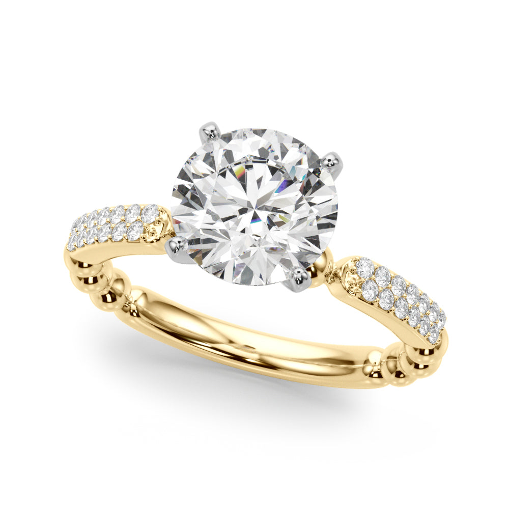 Radiant Sidestone Round Diamond Engagement Ring in 10K/14K gold and platinum with certified lab-grown or natural diamonds