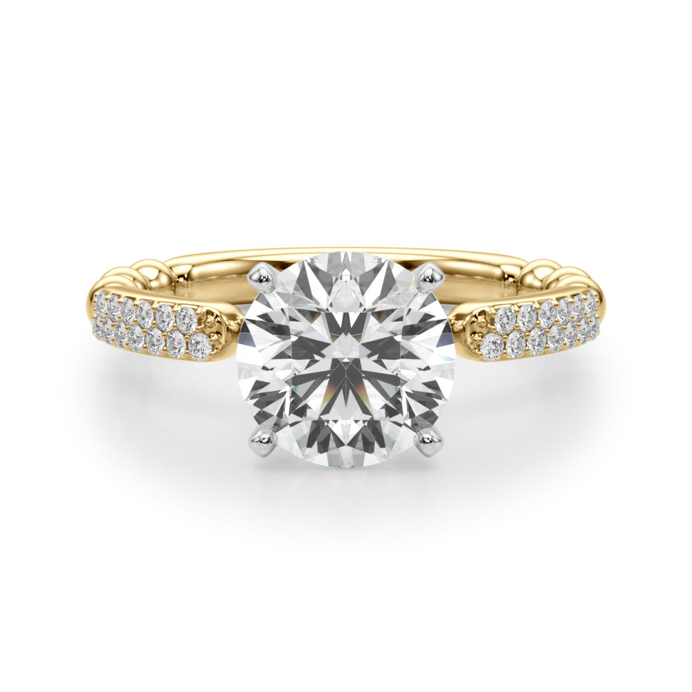 Radiant Sidestone Round Diamond Engagement Ring in 10K/14K gold and platinum with certified lab-grown or natural diamonds