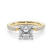 Radiant Sidestone Round Diamond Engagement Ring in 10K/14K gold and platinum with certified lab-grown or natural diamonds