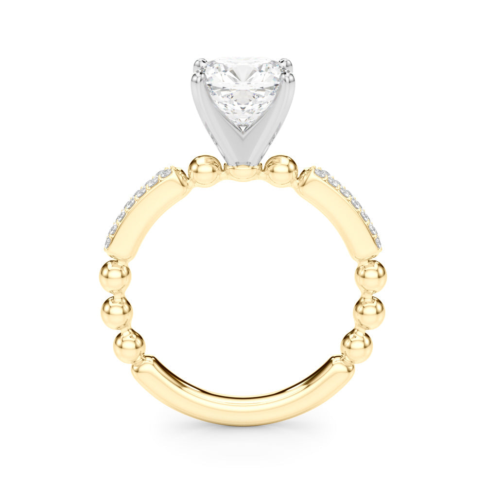 Radiant Sidestone Round Diamond Engagement Ring in 10K/14K gold and platinum with certified lab-grown or natural diamonds