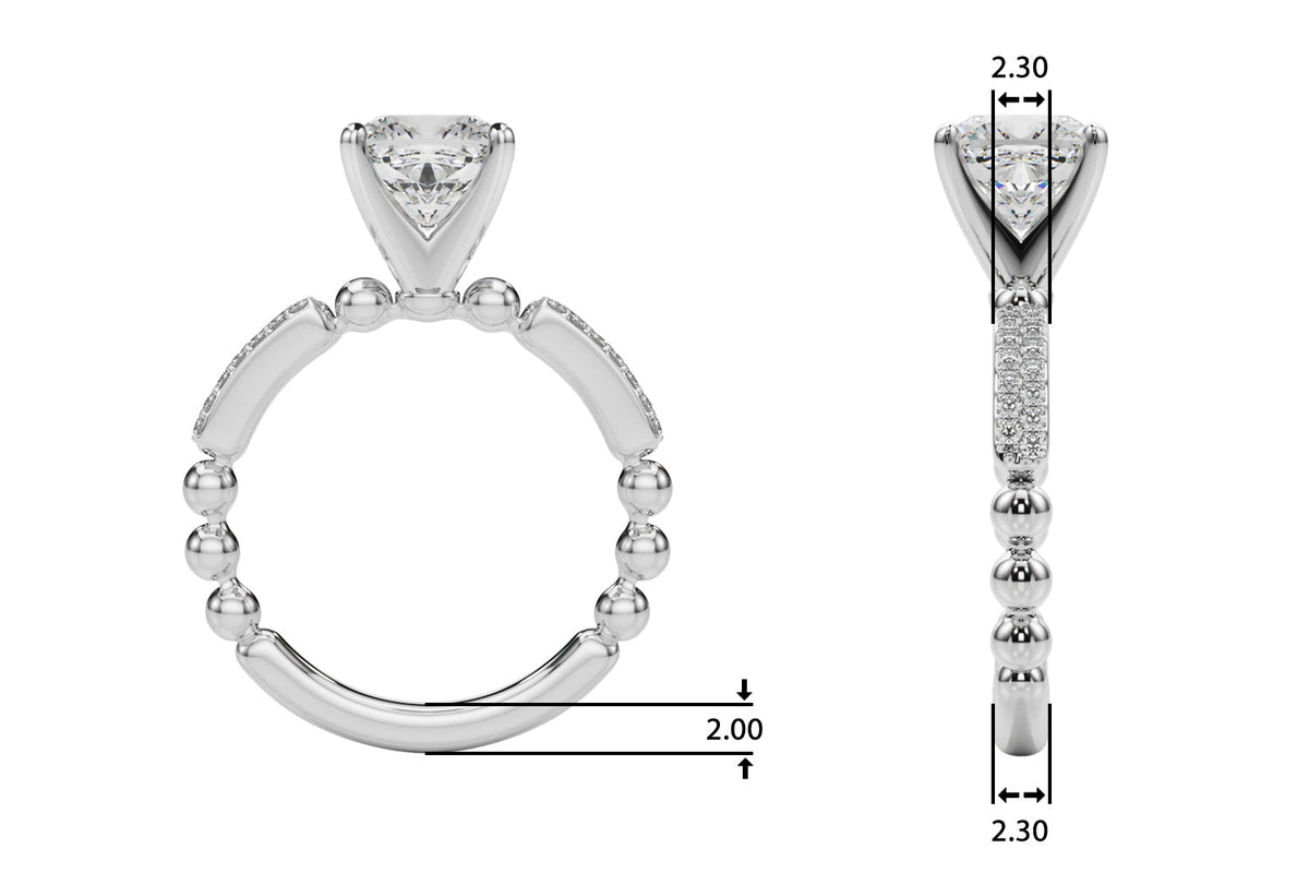 Radiant Sidestone Round Diamond Engagement Ring in 10K/14K gold and platinum with certified lab-grown or natural diamonds