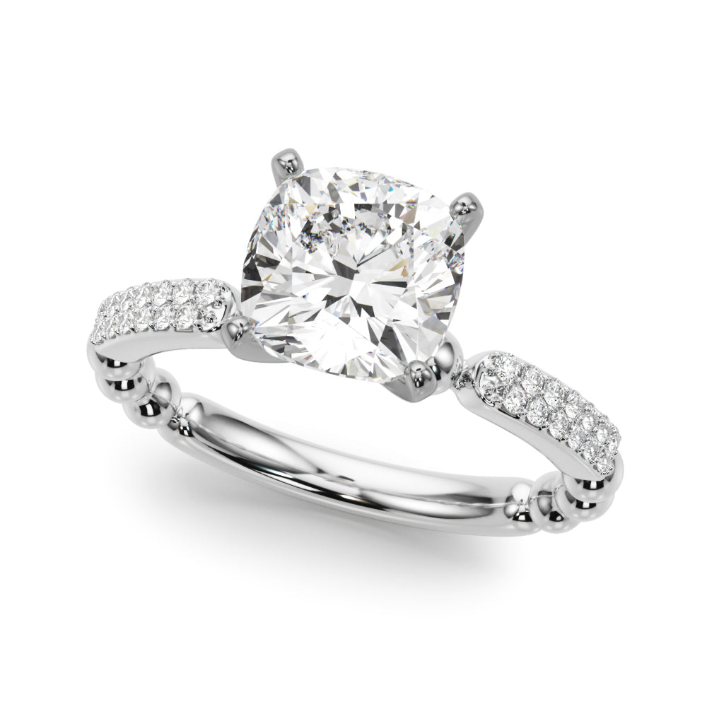 Radiant Sidestone Round Diamond Engagement Ring in 10K/14K gold and platinum with certified lab-grown or natural diamonds