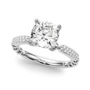 Radiant Sidestone Round Diamond Engagement Ring in 10K/14K gold and platinum with certified lab-grown or natural diamonds