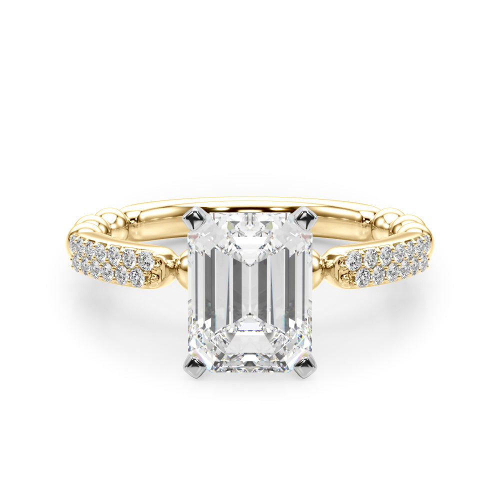 Radiant Sidestone Round Diamond Engagement Ring in 10K/14K gold and platinum with certified lab-grown or natural diamonds