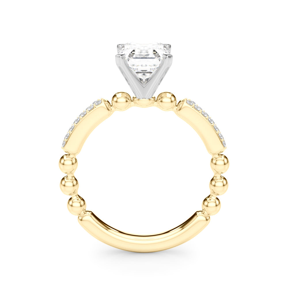 Radiant Sidestone Round Diamond Engagement Ring in 10K/14K gold and platinum with certified lab-grown or natural diamonds