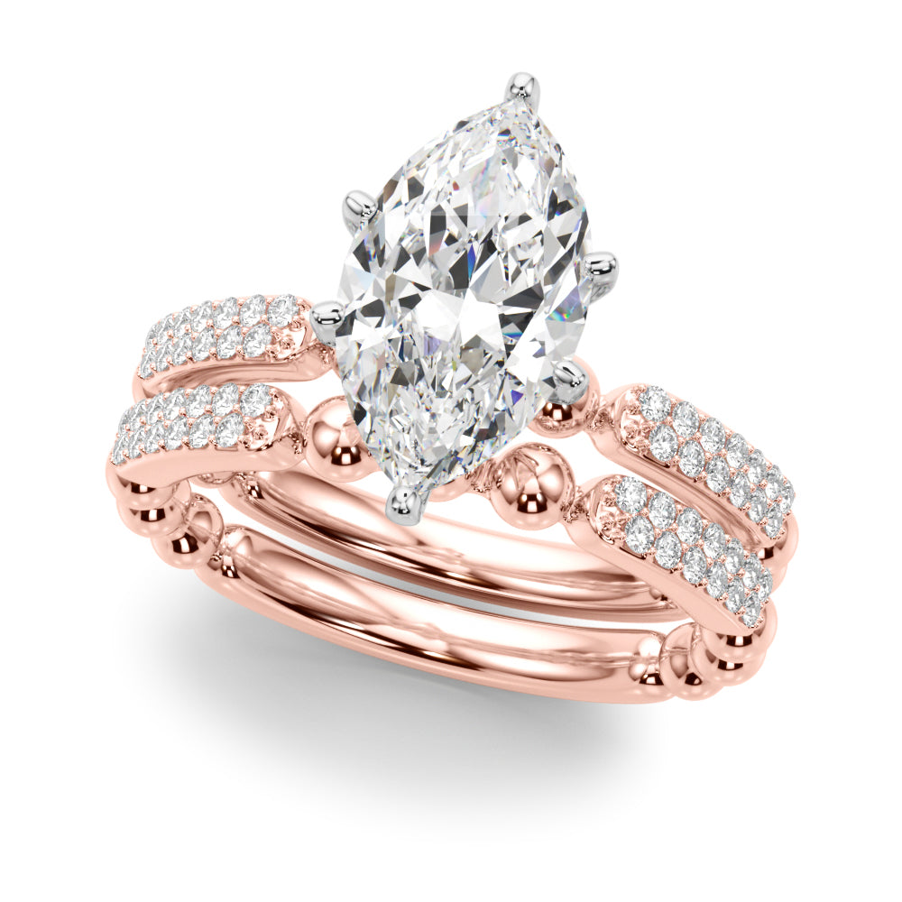 Radiant Sidestone Round Diamond Engagement Ring in 10K/14K gold and platinum with certified lab-grown or natural diamonds