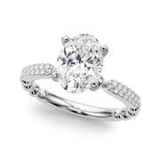 Radiant Sidestone Round Diamond Engagement Ring in 10K/14K gold and platinum with certified lab-grown or natural diamonds