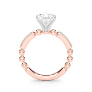 Radiant Sidestone Round Diamond Engagement Ring in 10K/14K gold and platinum with certified lab-grown or natural diamonds