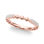 Beaded Diamond Half Eternity Ring in Gold & Platinum