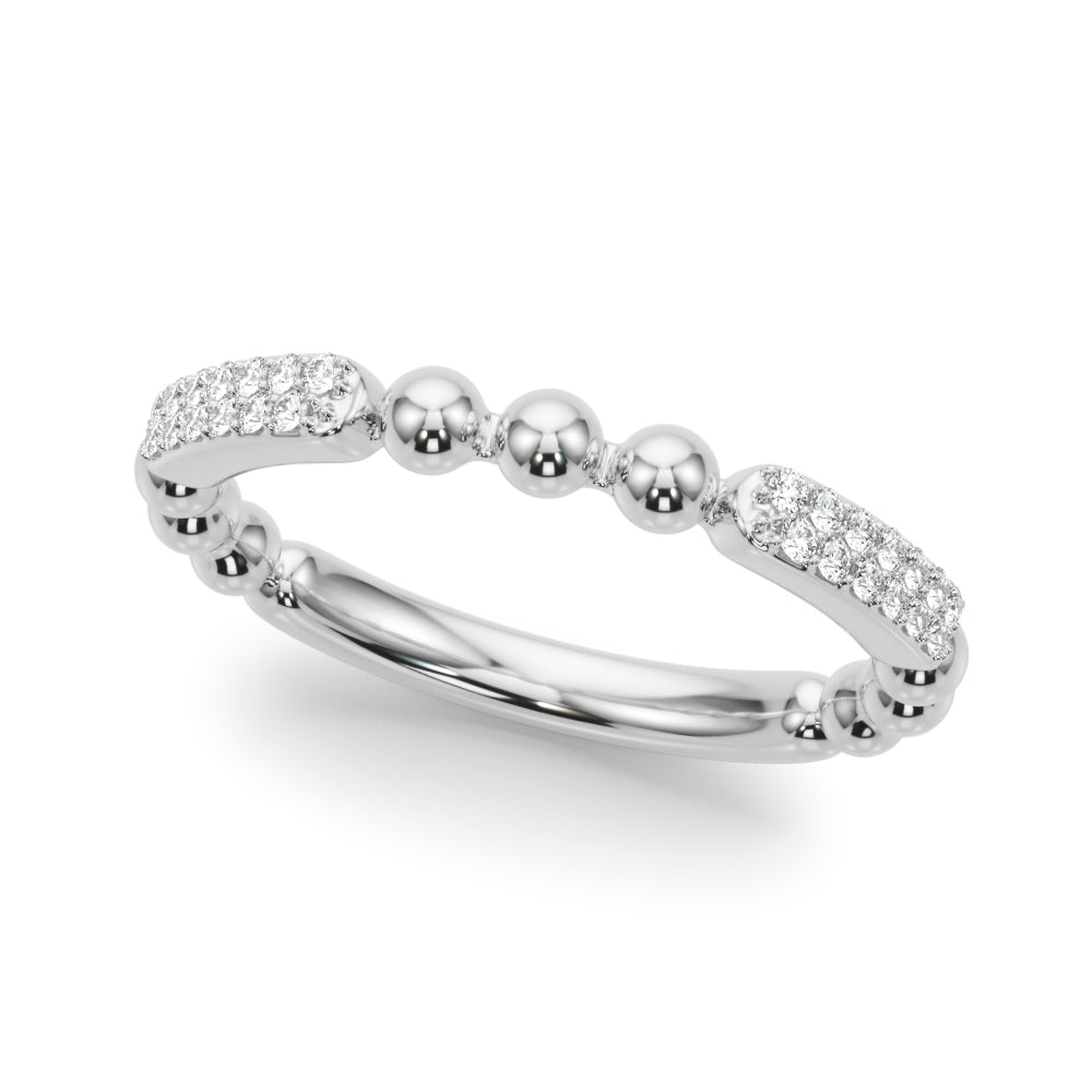 Beaded Diamond Half Eternity Ring in Gold & Platinum
