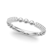 Beaded Diamond Half Eternity Ring in Gold & Platinum