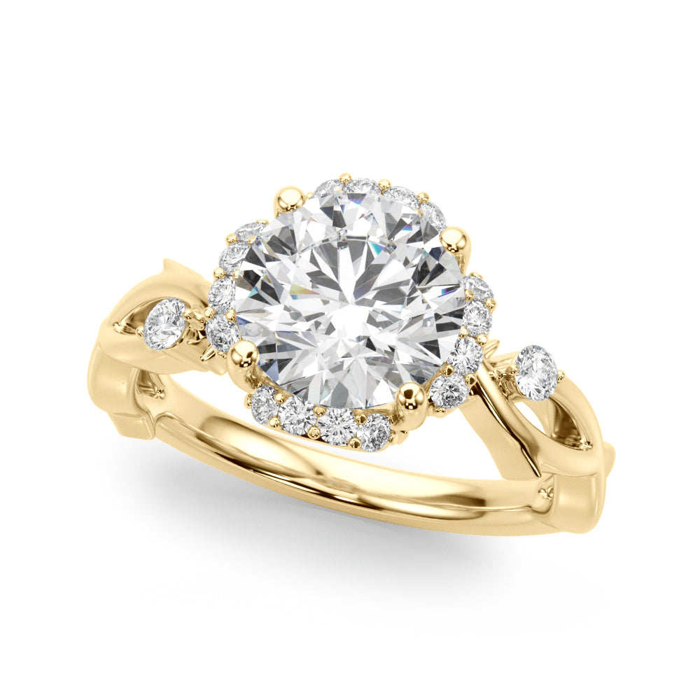 Majestic Twisted Shank Engagement Ring Round Diamond Engagement Ring in 10K/14K gold and platinum with certified lab-grown or natural diamonds
