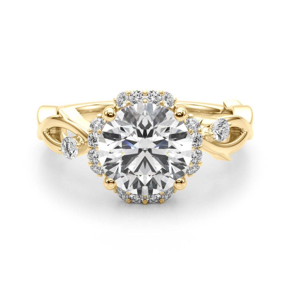 Majestic Twisted Shank Engagement Ring Round Diamond Engagement Ring in 10K/14K gold and platinum with certified lab-grown or natural diamonds