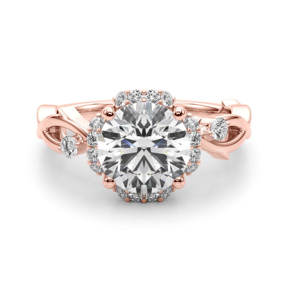 Majestic Twisted Shank Engagement Ring Round Diamond Engagement Ring in 10K/14K gold and platinum with certified lab-grown or natural diamonds