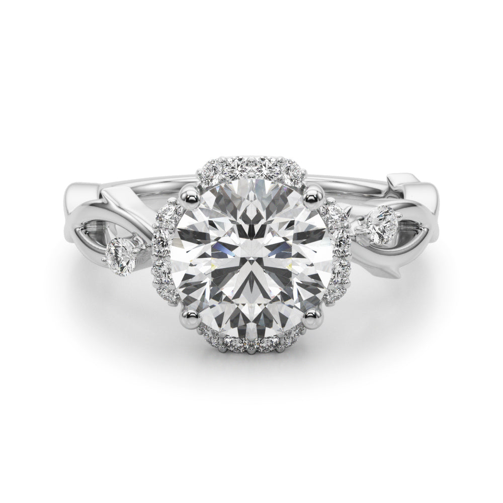 Majestic Twisted Shank Engagement Ring Round Diamond Engagement Ring in 10K/14K gold and platinum with certified lab-grown or natural diamonds