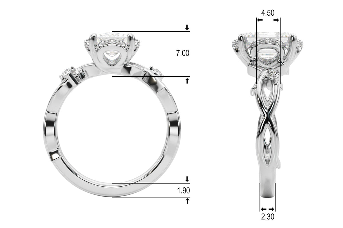 Majestic Twisted Shank Engagement Ring Round Diamond Engagement Ring in 10K/14K gold and platinum with certified lab-grown or natural diamonds