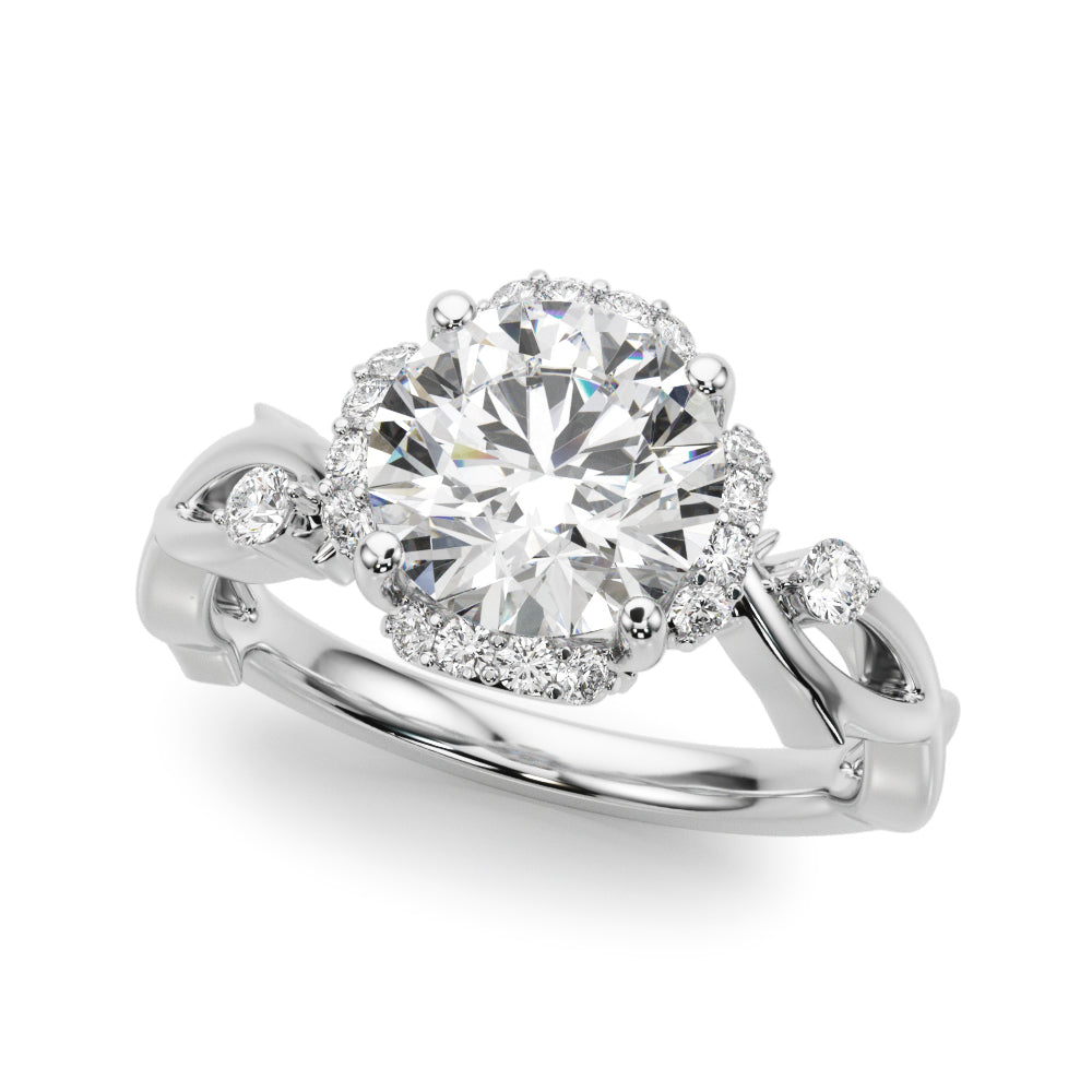 Majestic Twisted Shank Engagement Ring Round Diamond Engagement Ring in 10K/14K gold and platinum with certified lab-grown or natural diamonds