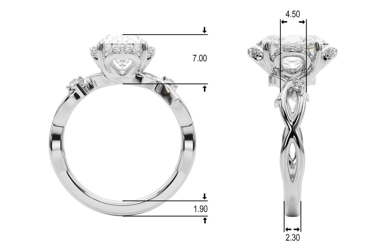 Majestic Twisted Shank Engagement Ring Round Diamond Engagement Ring in 10K/14K gold and platinum with certified lab-grown or natural diamonds