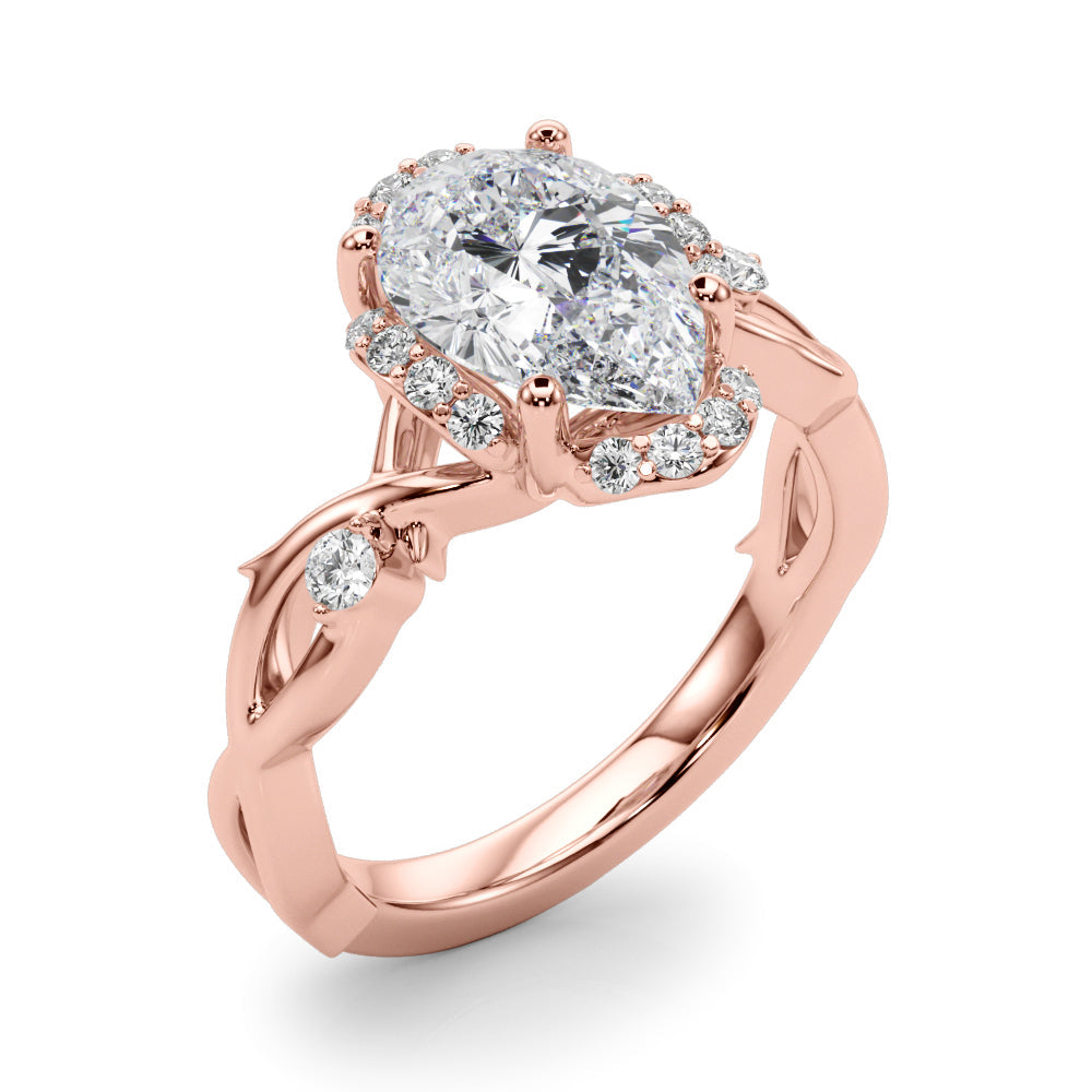 Majestic Twisted Shank Engagement Ring Round Diamond Engagement Ring in 10K/14K gold and platinum with certified lab-grown or natural diamonds