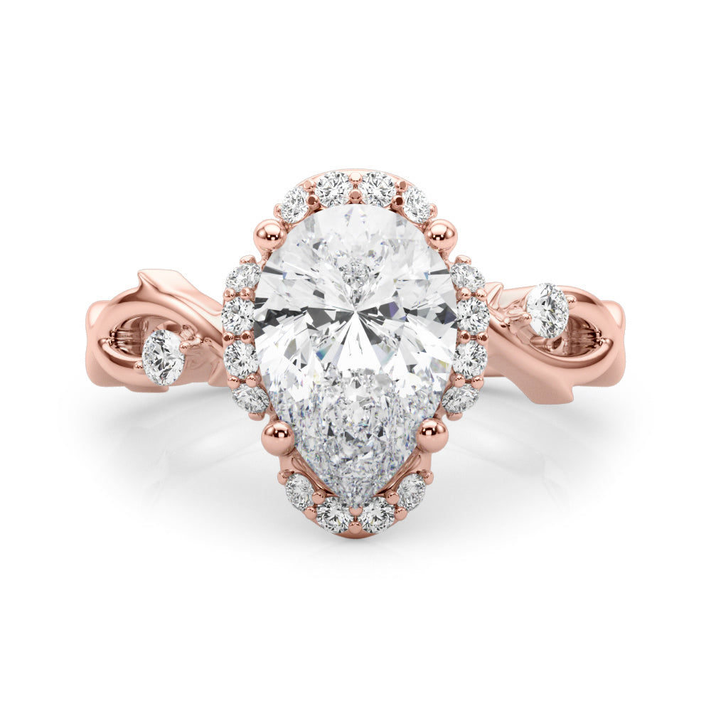 Majestic Twisted Shank Engagement Ring Round Diamond Engagement Ring in 10K/14K gold and platinum with certified lab-grown or natural diamonds