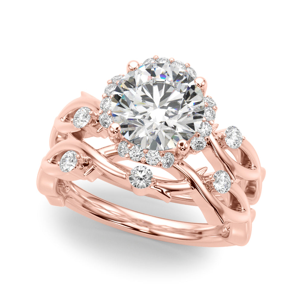 Majestic Twisted Shank Engagement Ring Round Diamond Engagement Ring in 10K/14K gold and platinum with certified lab-grown or natural diamonds