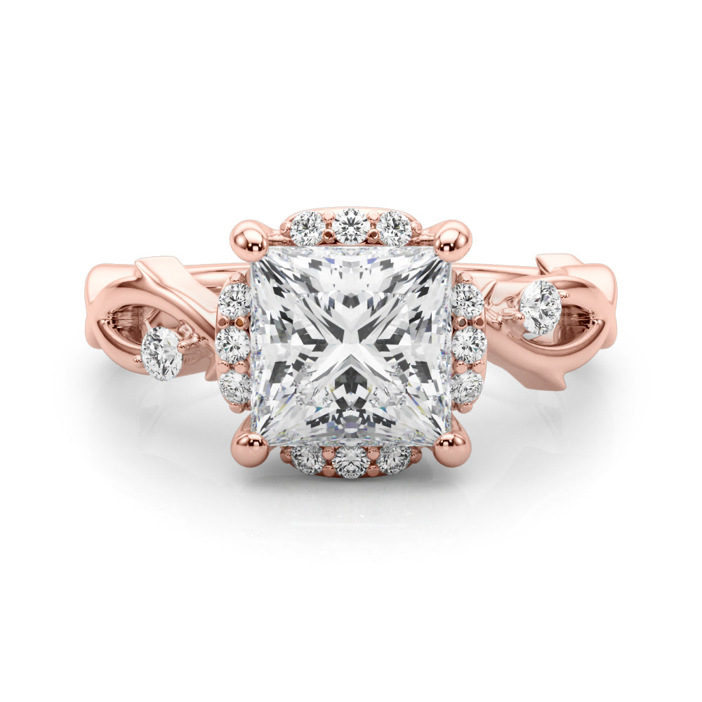 Majestic Twisted Shank Engagement Ring Round Diamond Engagement Ring in 10K/14K gold and platinum with certified lab-grown or natural diamonds