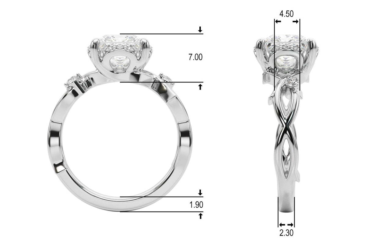 Majestic Twisted Shank Engagement Ring Round Diamond Engagement Ring in 10K/14K gold and platinum with certified lab-grown or natural diamonds