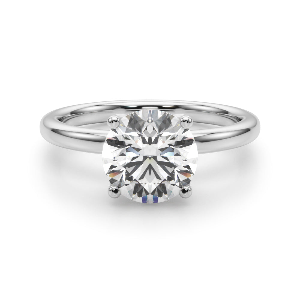Romantic Sidestone Round Diamond Engagement Ring in 10K/14K gold and platinum with certified lab-grown or natural diamonds