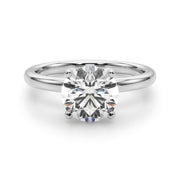 Romantic Sidestone Round Diamond Engagement Ring in 10K/14K gold and platinum with certified lab-grown or natural diamonds