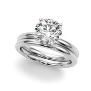 Romantic Sidestone Round Diamond Engagement Ring in 10K/14K gold and platinum with certified lab-grown or natural diamonds