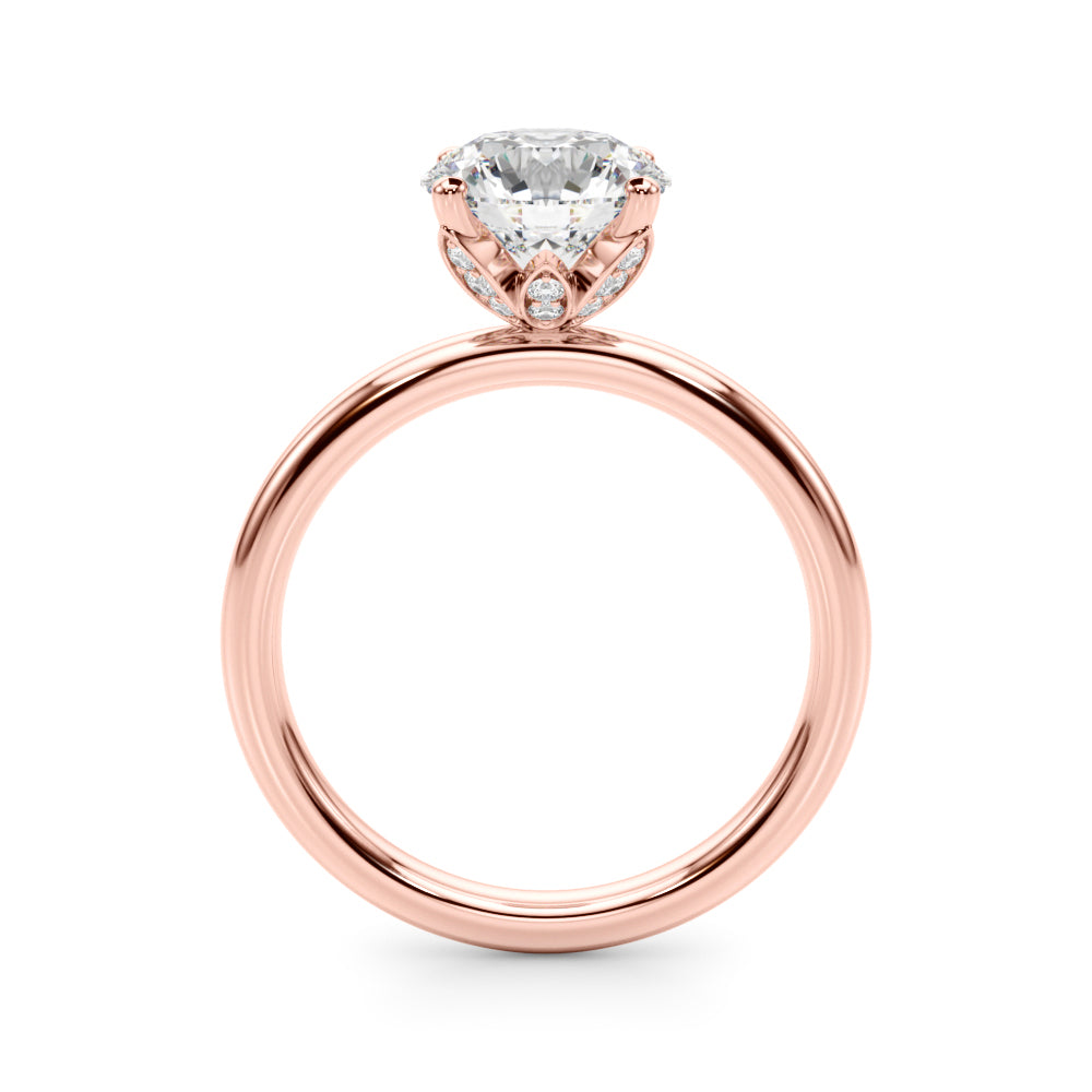 Romantic Sidestone Round Diamond Engagement Ring in 10K/14K gold and platinum with certified lab-grown or natural diamonds