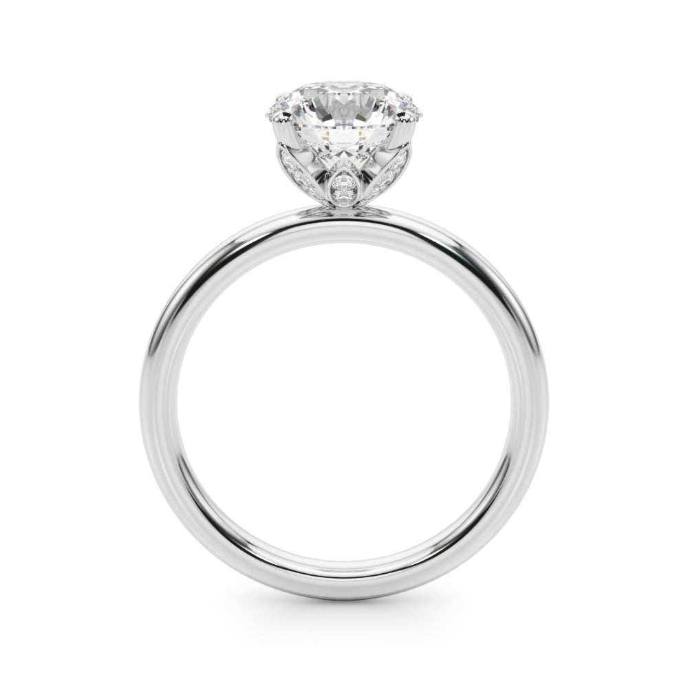 Romantic Sidestone Round Diamond Engagement Ring in 10K/14K gold and platinum with certified lab-grown or natural diamonds
