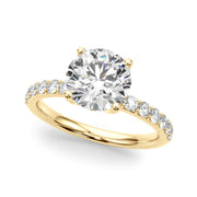Statement Sidestone Round Diamond Engagement Ring in 10K/14K gold and platinum with certified lab-grown or natural diamonds