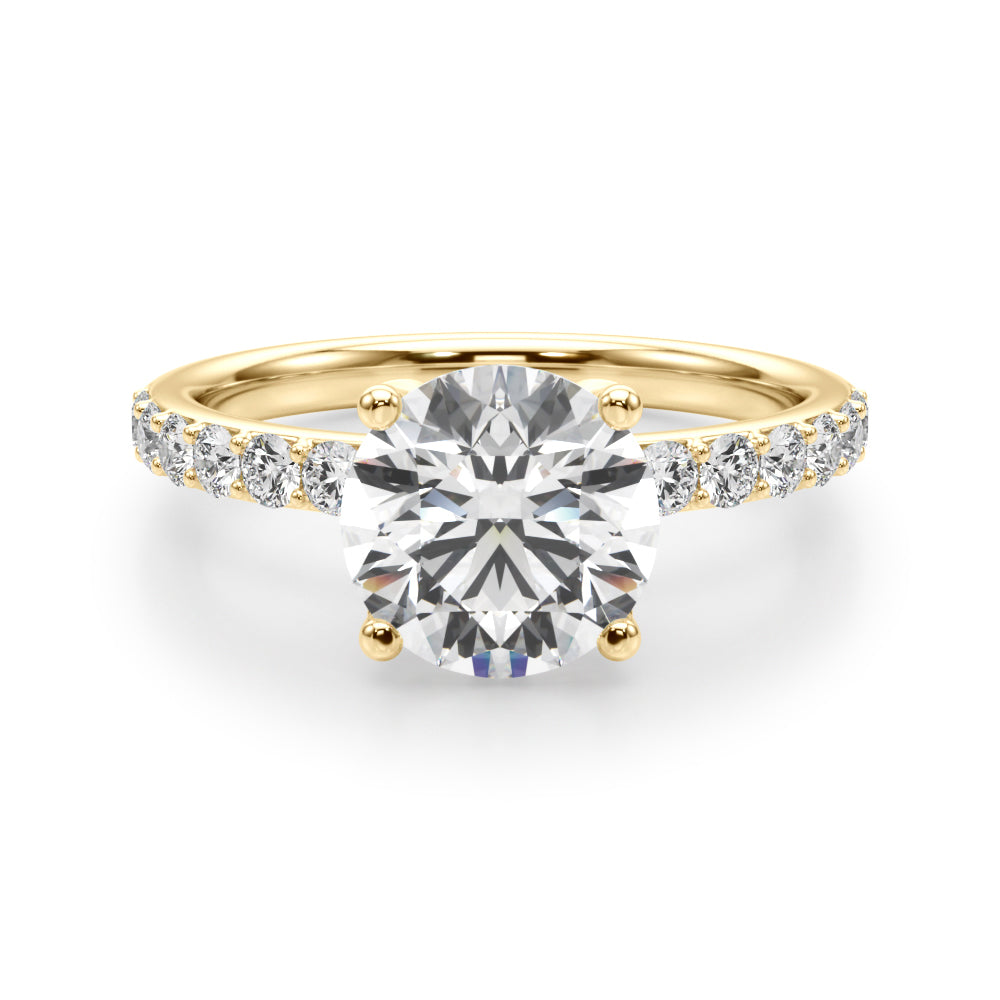 Statement Sidestone Round Diamond Engagement Ring in 10K/14K gold and platinum with certified lab-grown or natural diamonds