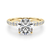 Statement Sidestone Round Diamond Engagement Ring in 10K/14K gold and platinum with certified lab-grown or natural diamonds