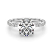 Statement Sidestone Round Diamond Engagement Ring in 10K/14K gold and platinum with certified lab-grown or natural diamonds