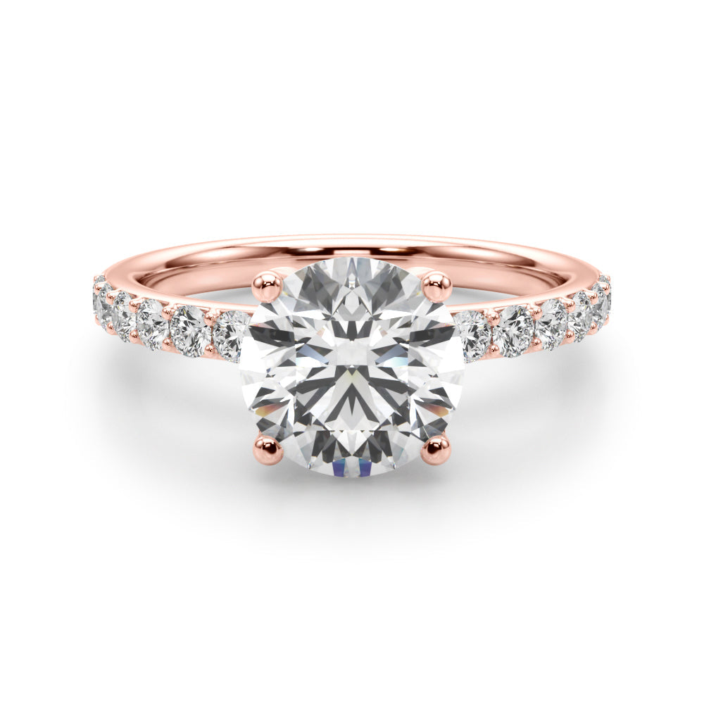 Statement Sidestone Round Diamond Engagement Ring in 10K/14K gold and platinum with certified lab-grown or natural diamonds