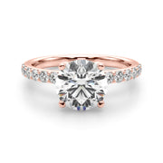 Statement Sidestone Round Diamond Engagement Ring in 10K/14K gold and platinum with certified lab-grown or natural diamonds