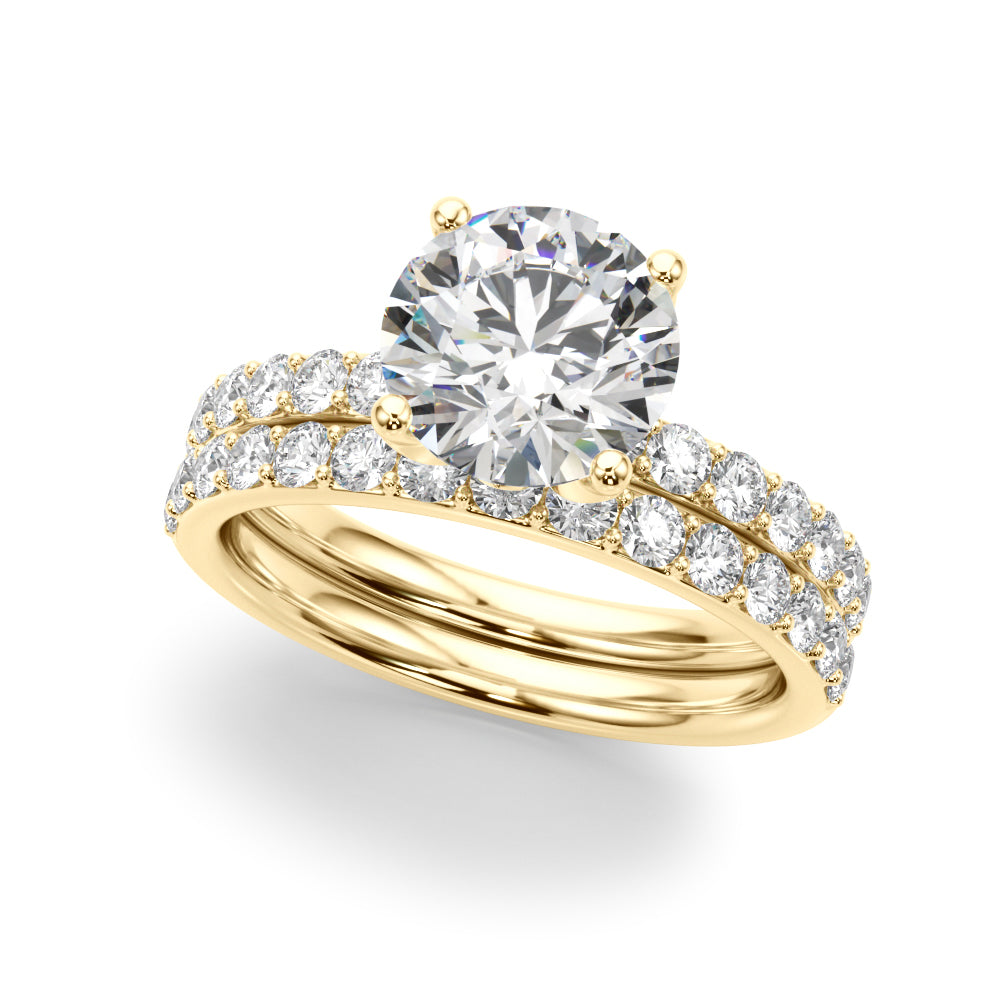 Statement Sidestone Round Diamond Engagement Ring in 10K/14K gold and platinum with certified lab-grown or natural diamonds