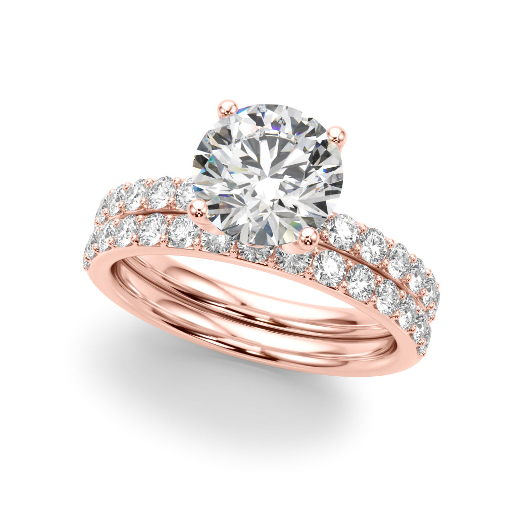Statement Sidestone Round Diamond Engagement Ring in 10K/14K gold and platinum with certified lab-grown or natural diamonds