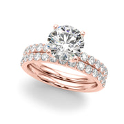 Statement Sidestone Round Diamond Engagement Ring in 10K/14K gold and platinum with certified lab-grown or natural diamonds