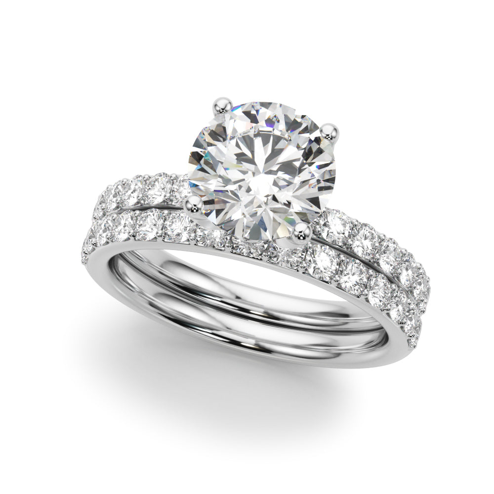 Statement Sidestone Round Diamond Engagement Ring in 10K/14K gold and platinum with certified lab-grown or natural diamonds